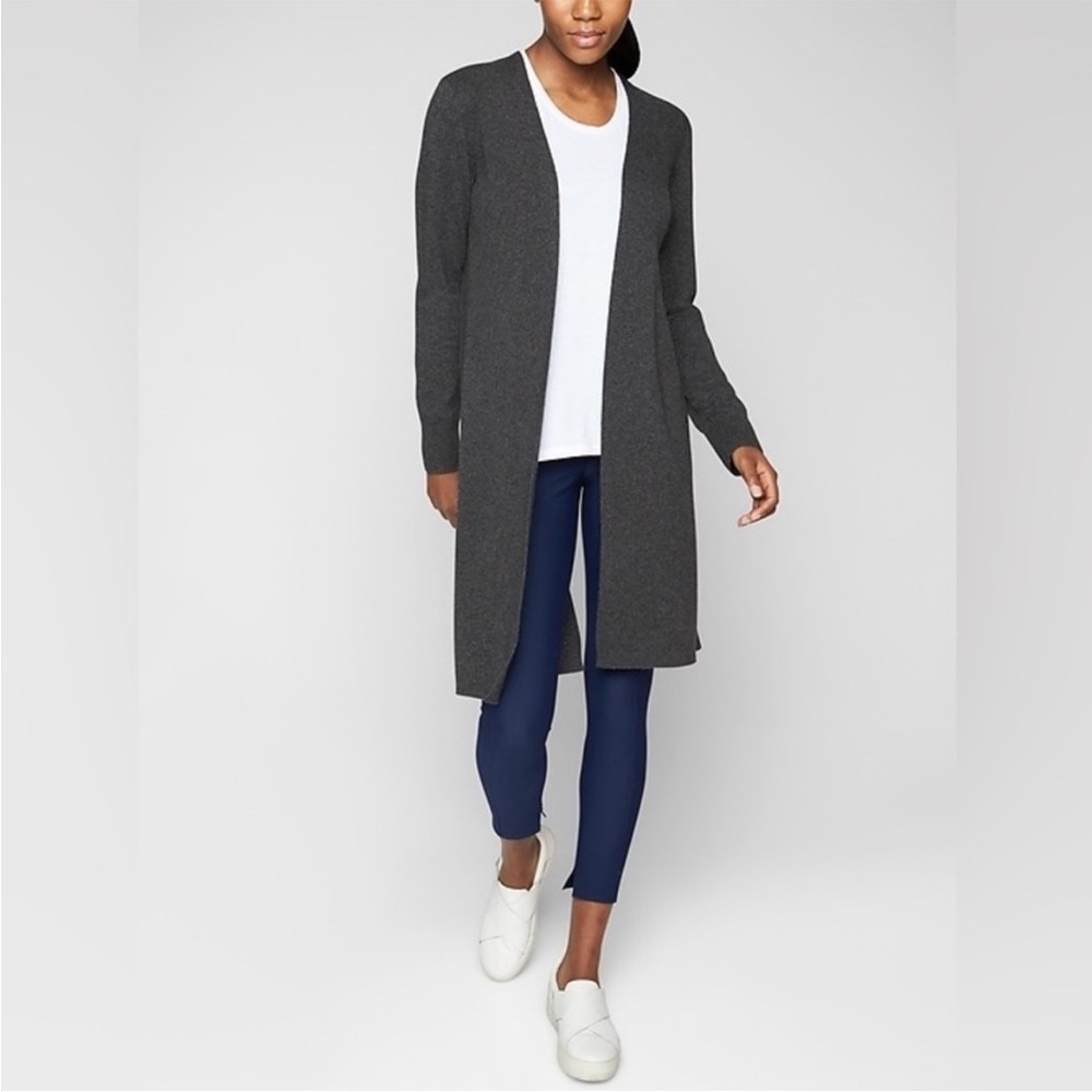Athleta Camino Weekend Split back Cashmere Charcoal Cardigan